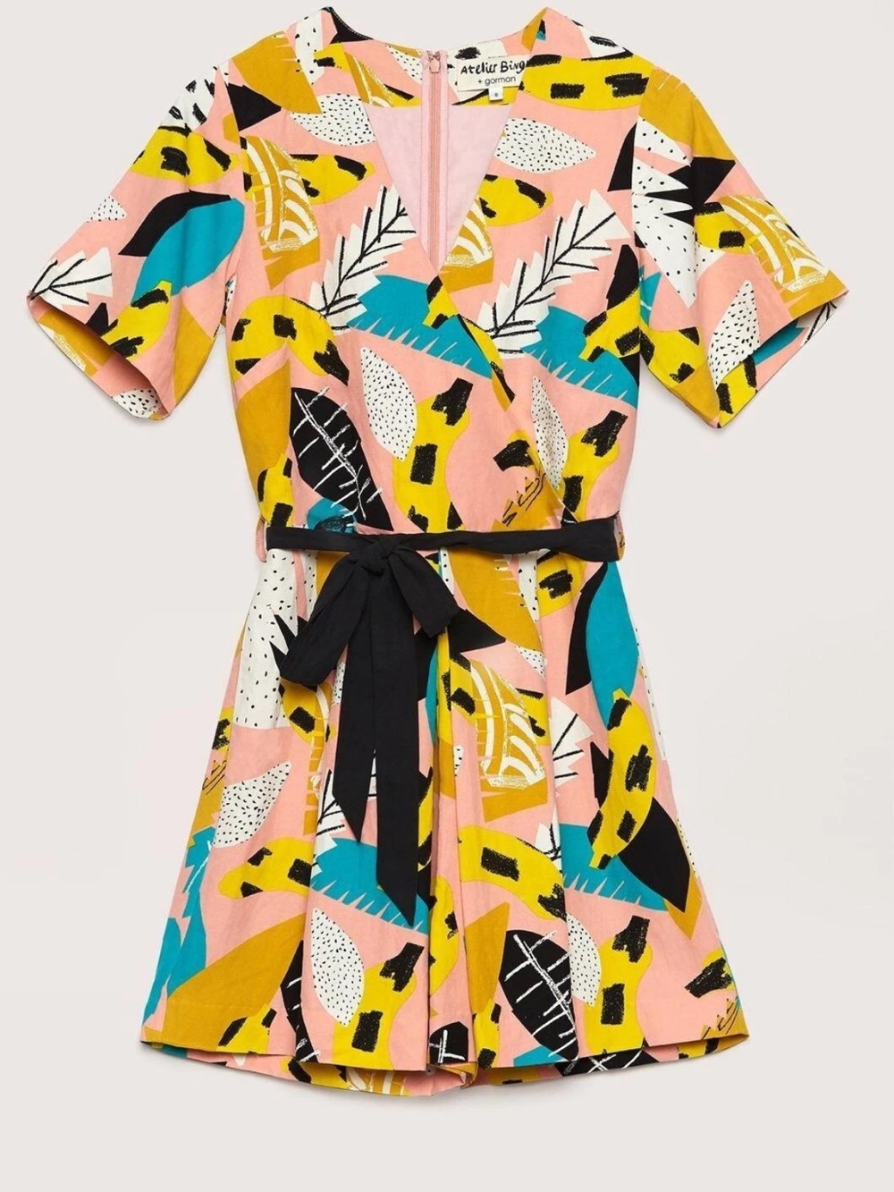 Atelier Bingo x Gorman Silk Linen Tropical Printed Romper Gone Bananas AU 10 US